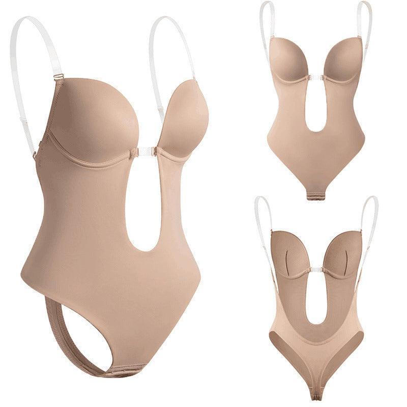 M Size Women Deep U Plunge Seamless Push Up Bodysuit - Skin Tone - SuperSaverAU - view 7