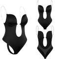 Black S Size Women Deep U Plunge Bodysuit - Seamless Push Up Bra - SuperSaverAU - view 6