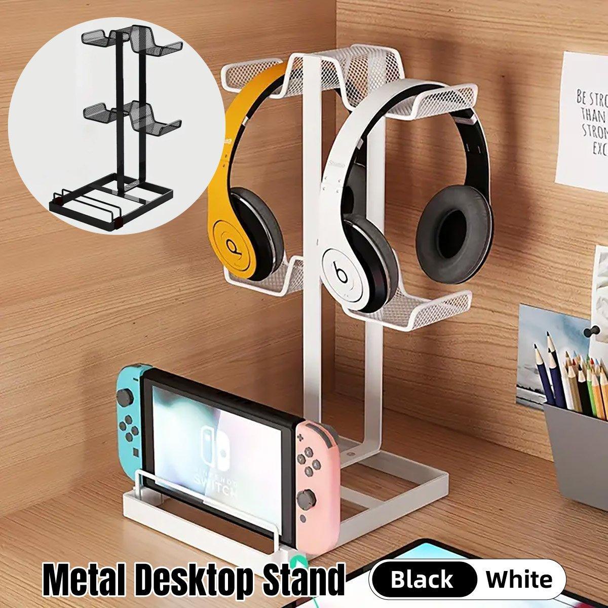 Metal Desktop Stand for Headphones and Game Controllers - White - SuperSaverAU - view 1