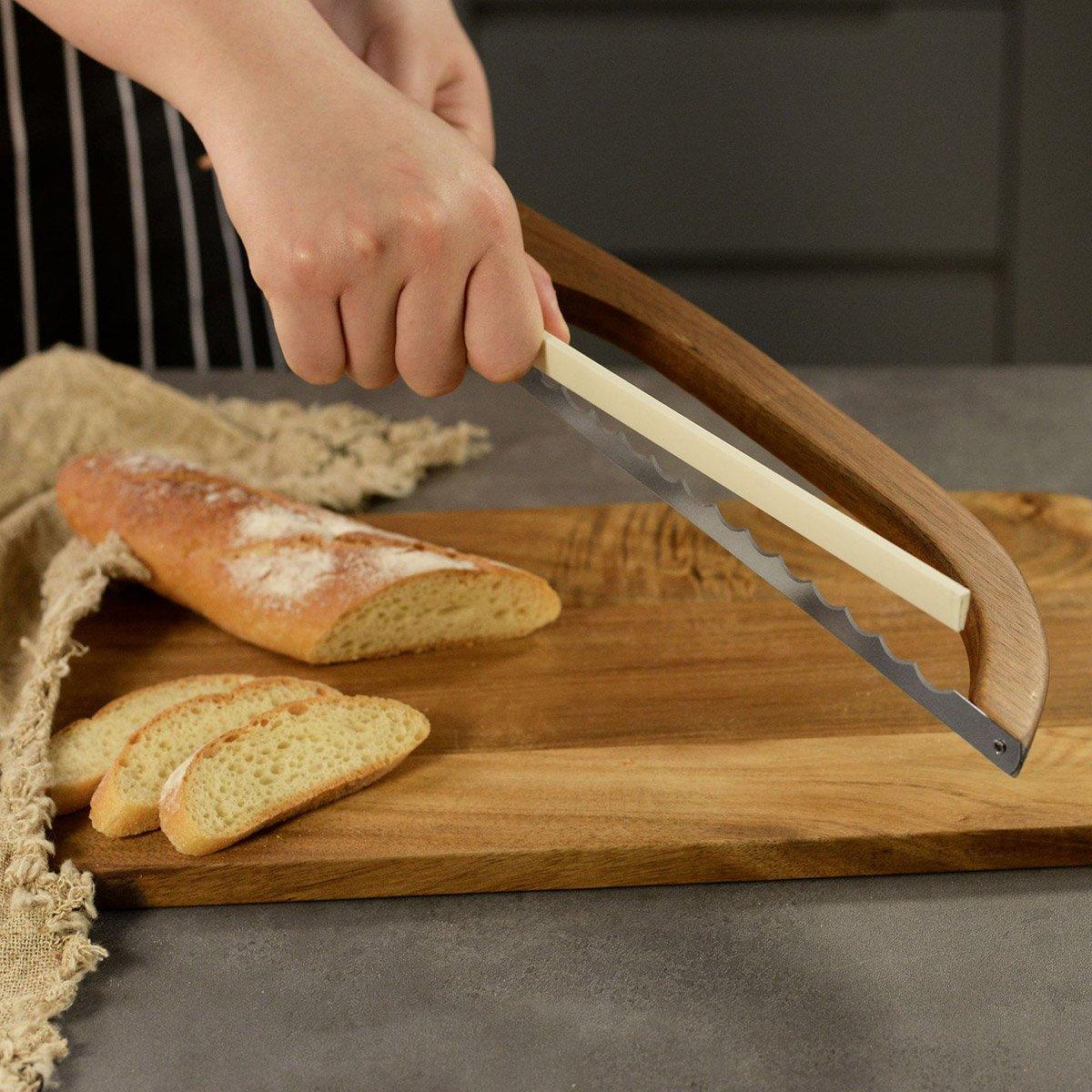 Premium Wooden Bread Cutter Saw – 40cm Serrated Stainless Steel Blade
