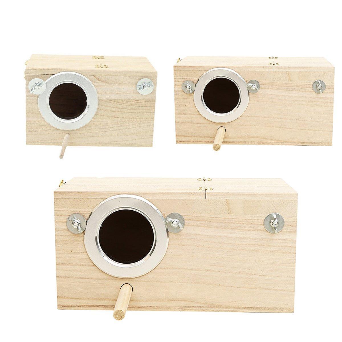 Premium Wooden Bird Breeding Nest Box - Small 19.5 x 12 x 12cm