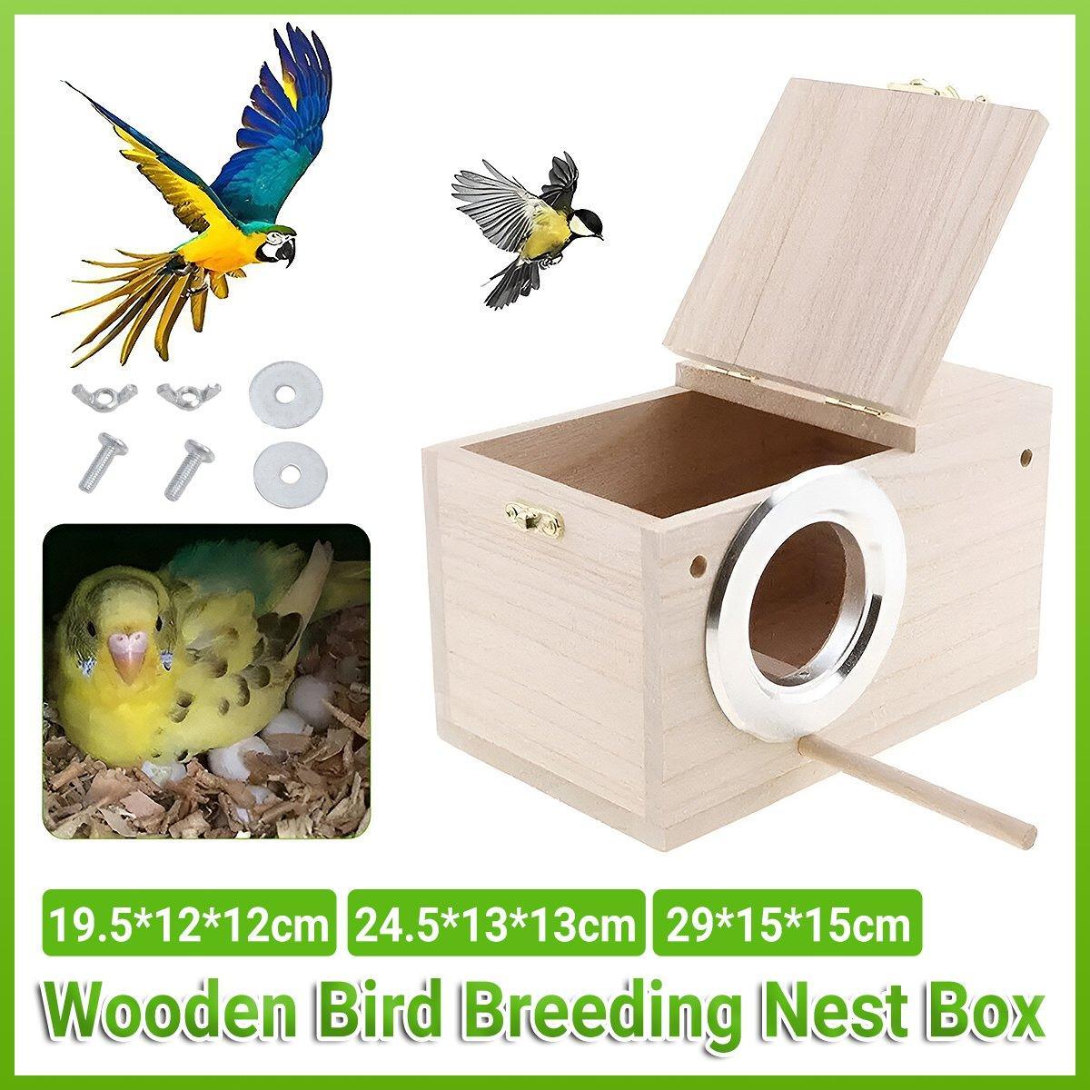 Premium Wooden Bird Breeding Nest Box - Small 19.5 x 12 x 12cm