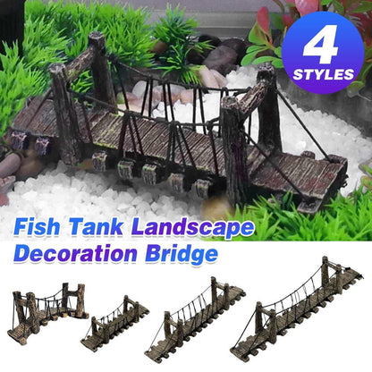 Resin Bridge Aquarium Decoration Fish Tank Accessories Shrimp Tortoise Climbing - Suspension Bridge-L