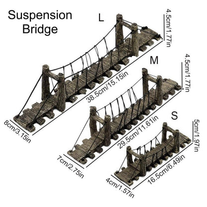 Resin Bridge Aquarium Decoration Fish Tank Accessories Shrimp Tortoise Climbing - Suspension Bridge-L