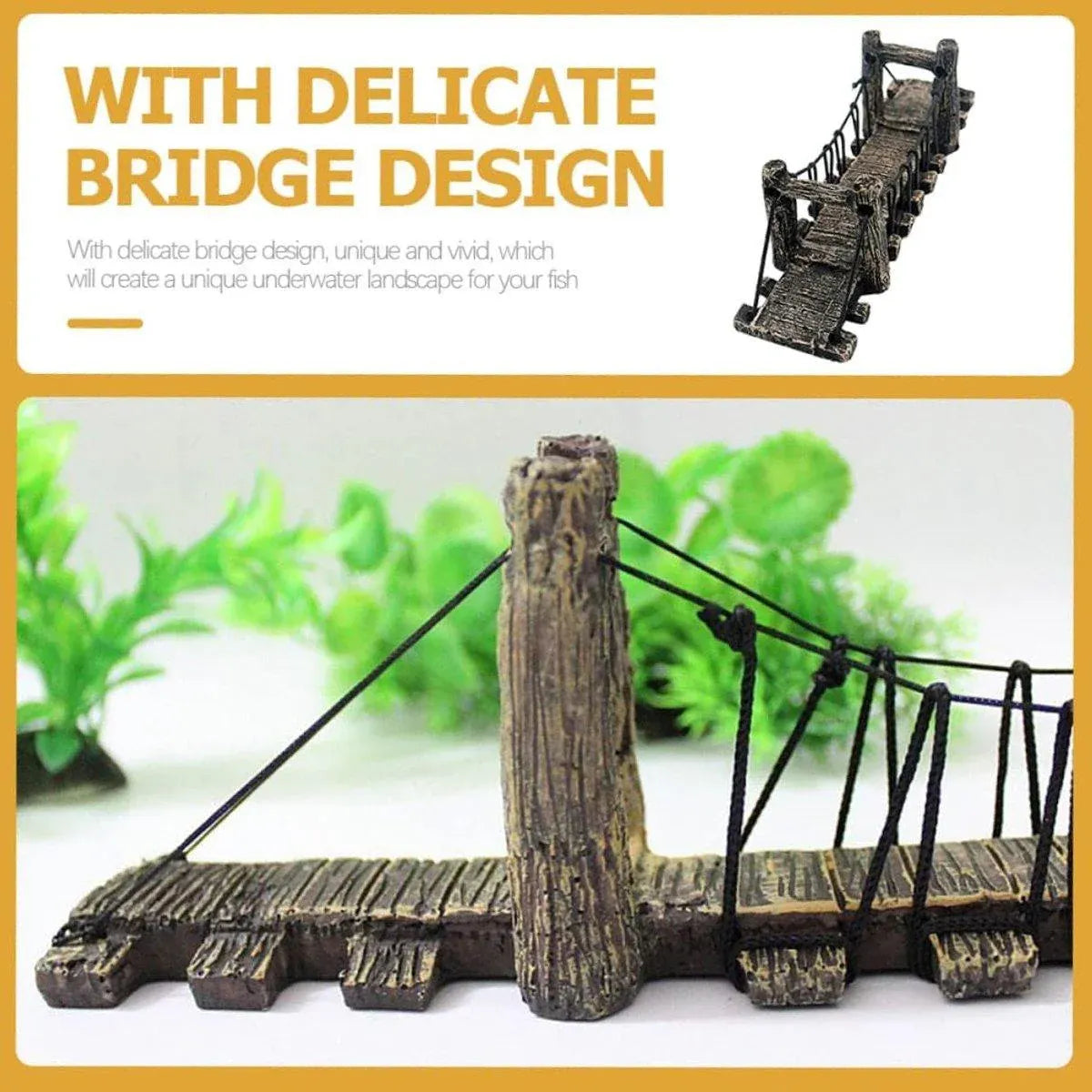 Premium Resin Suspension Bridge Aquarium Decoration - Medium