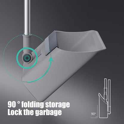 3-in-1 Broom Set with Dustpan and Floor Brush - Compact Cleaning Tool - White