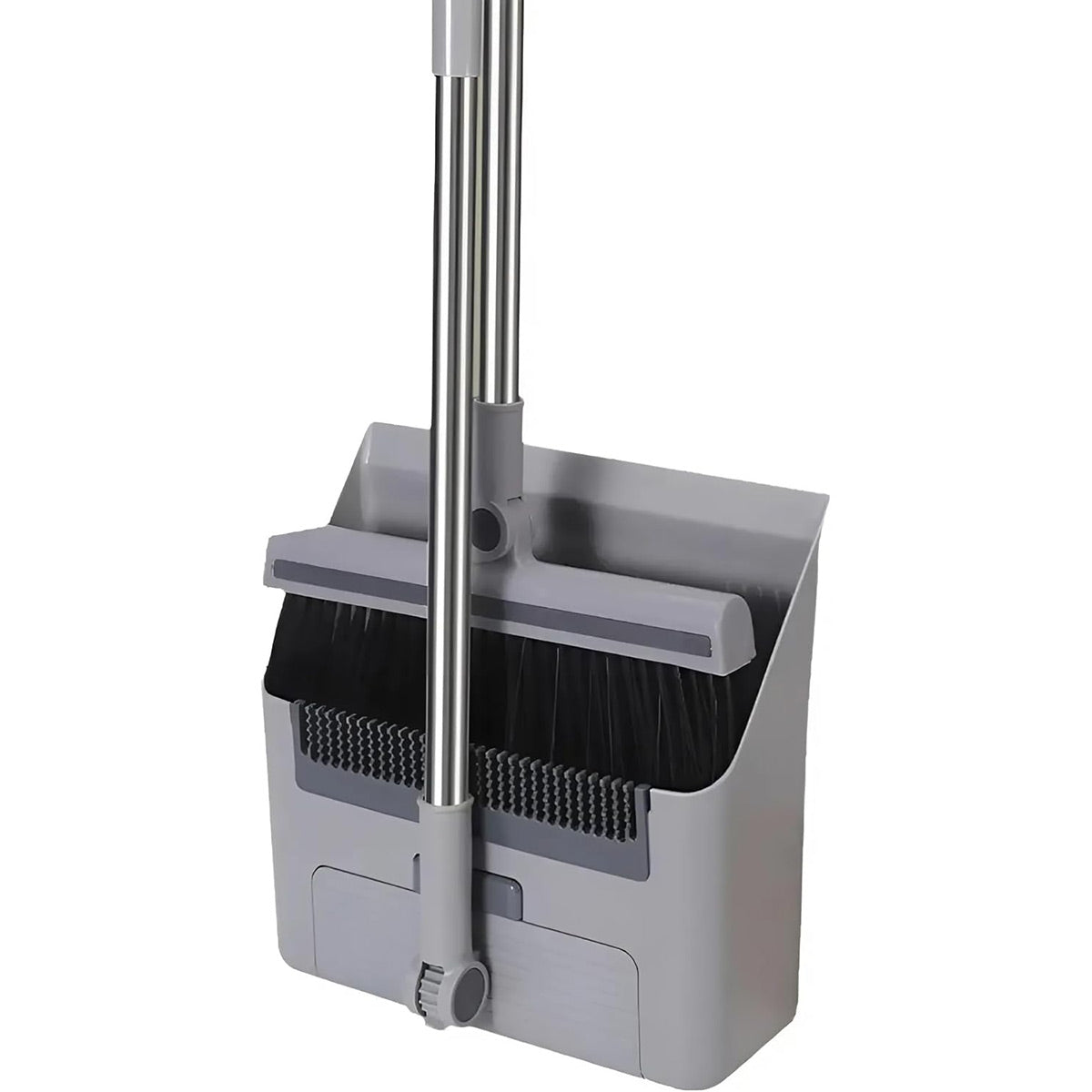 3-in-1 Broom Set with Dustpan and Floor Brush - Compact Cleaning Tool - White