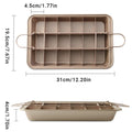 Non-Stick Square Baking Pan 31cm x 19.5cm with Removable Dividers, Golden - SuperSaverAU - view 3