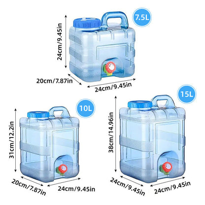 Food-Grade Portable Water Storage Tank Bucket 10L with Spigot - Transparent Blue