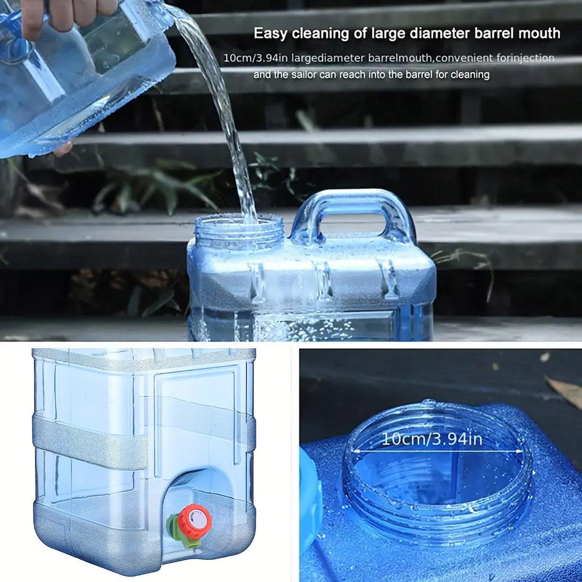 Food-Grade Portable Water Storage Tank Bucket 10L with Spigot - Transparent Blue
