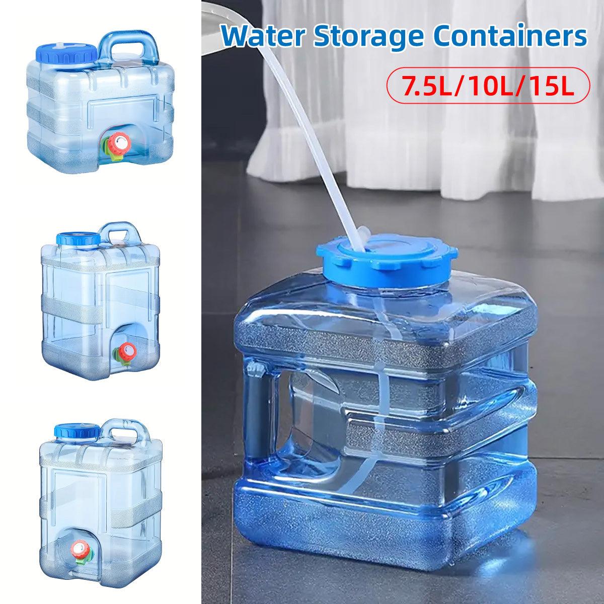 Water Storage Tank 15L with Spigot for Outdoor & Car Use - Transparent Blue