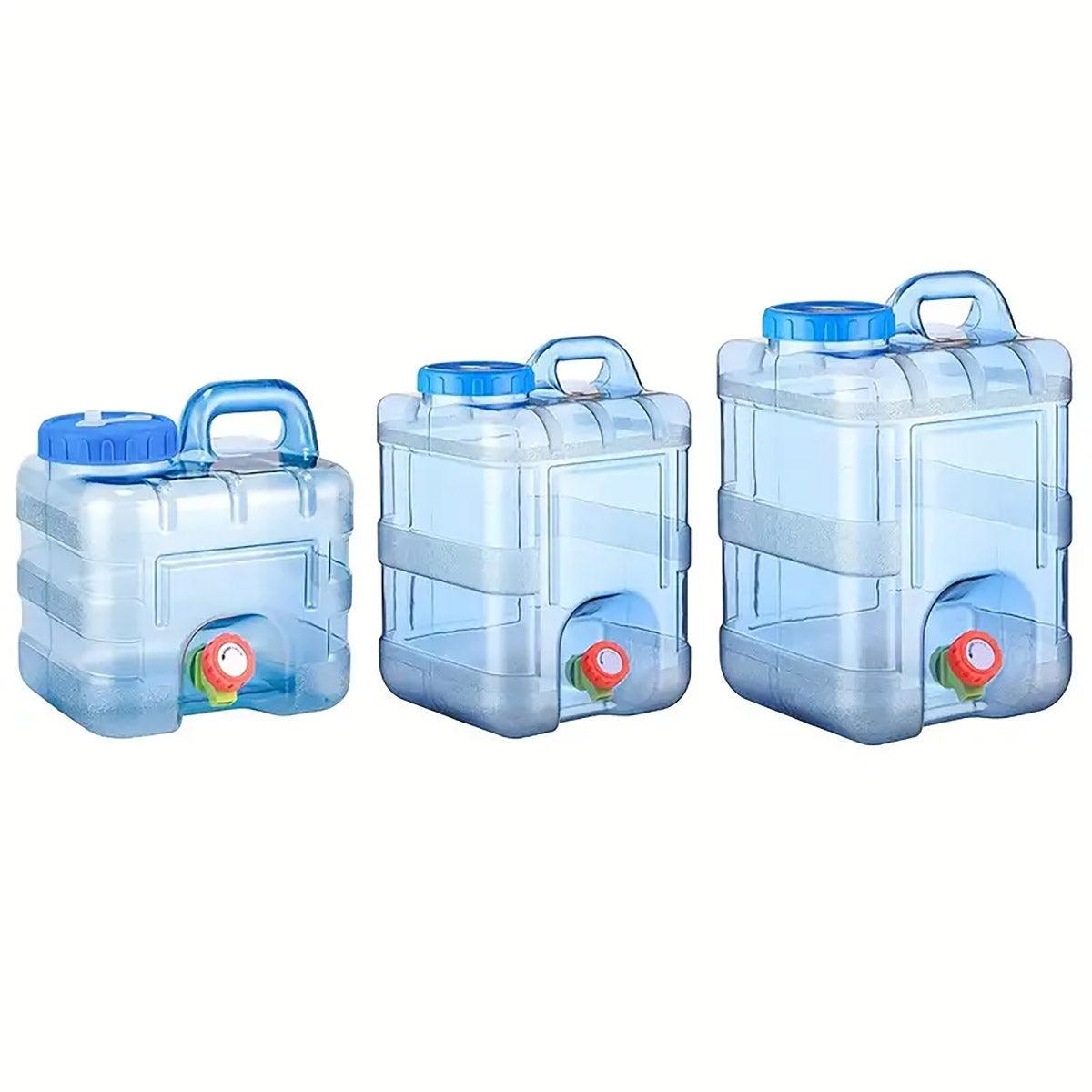 Water Storage Tank 15L with Spigot for Outdoor & Car Use - Transparent Blue