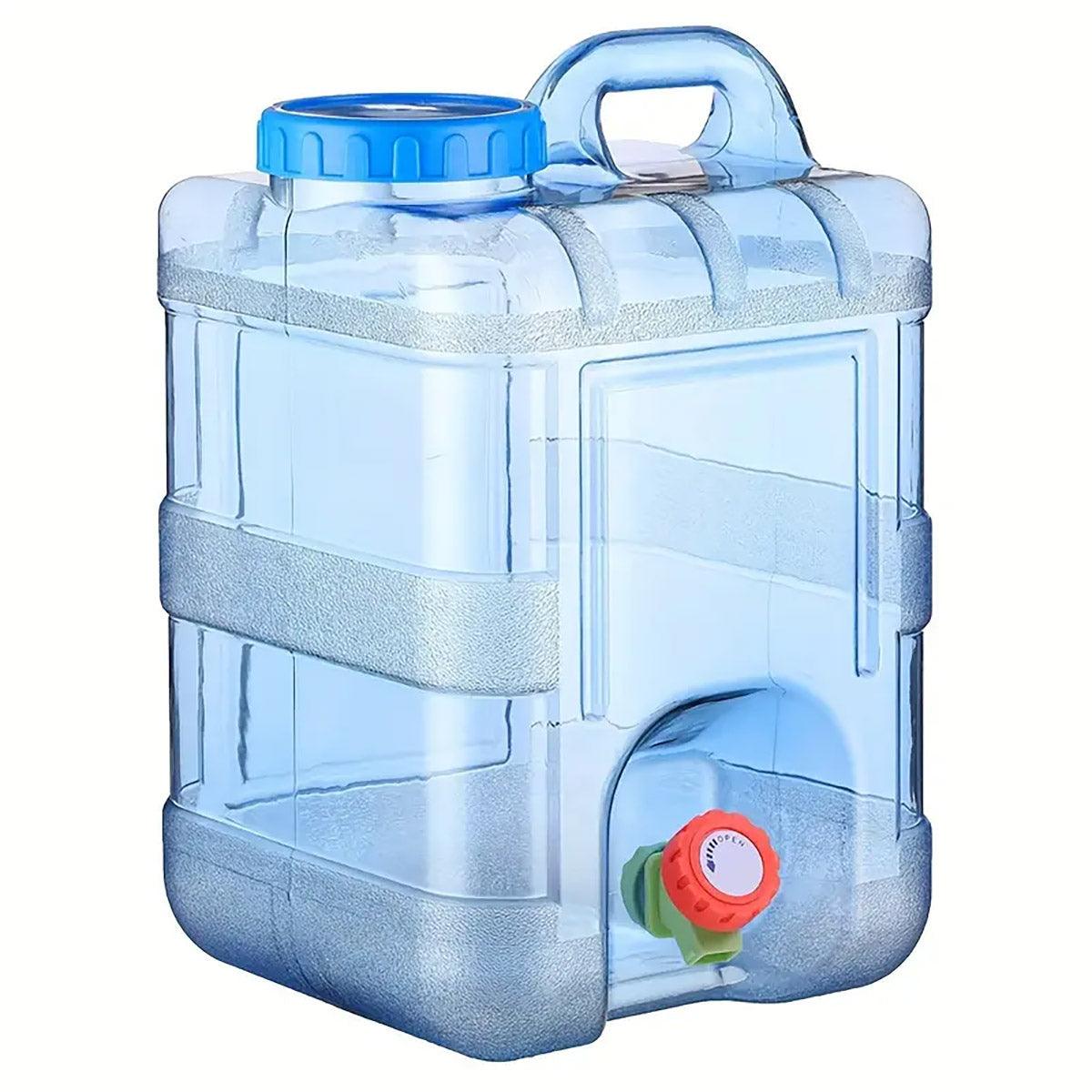 Water Storage Tank 15L with Spigot for Outdoor & Car Use - Transparent Blue
