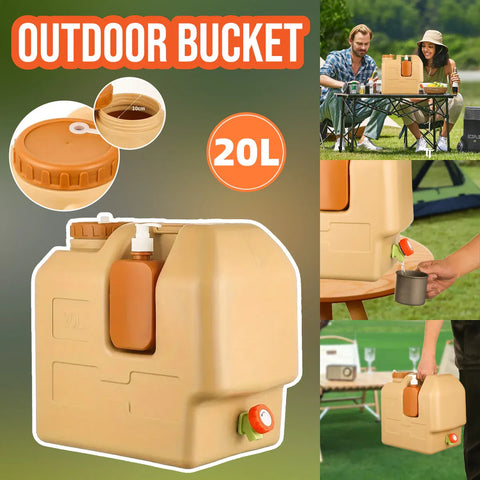 Premium 20L Camping Water Container with Tap - Beige