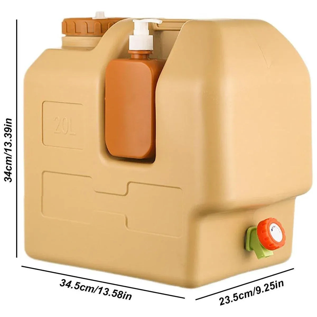 Premium 20L Camping Water Container with Tap - Beige