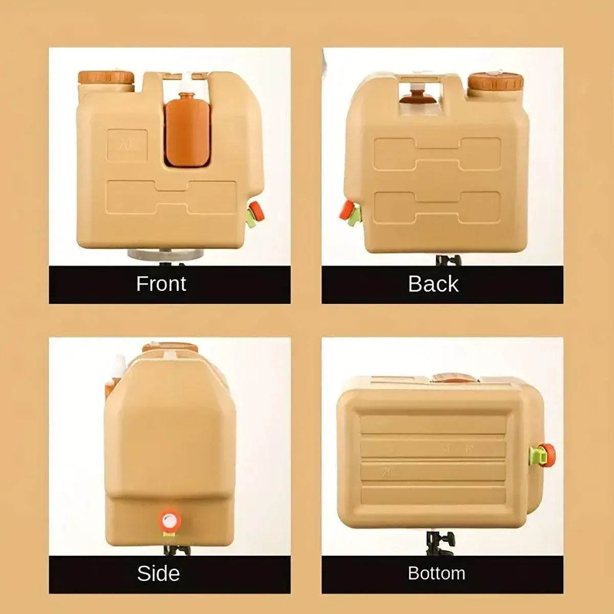 Premium 20L Camping Water Container with Tap - Beige