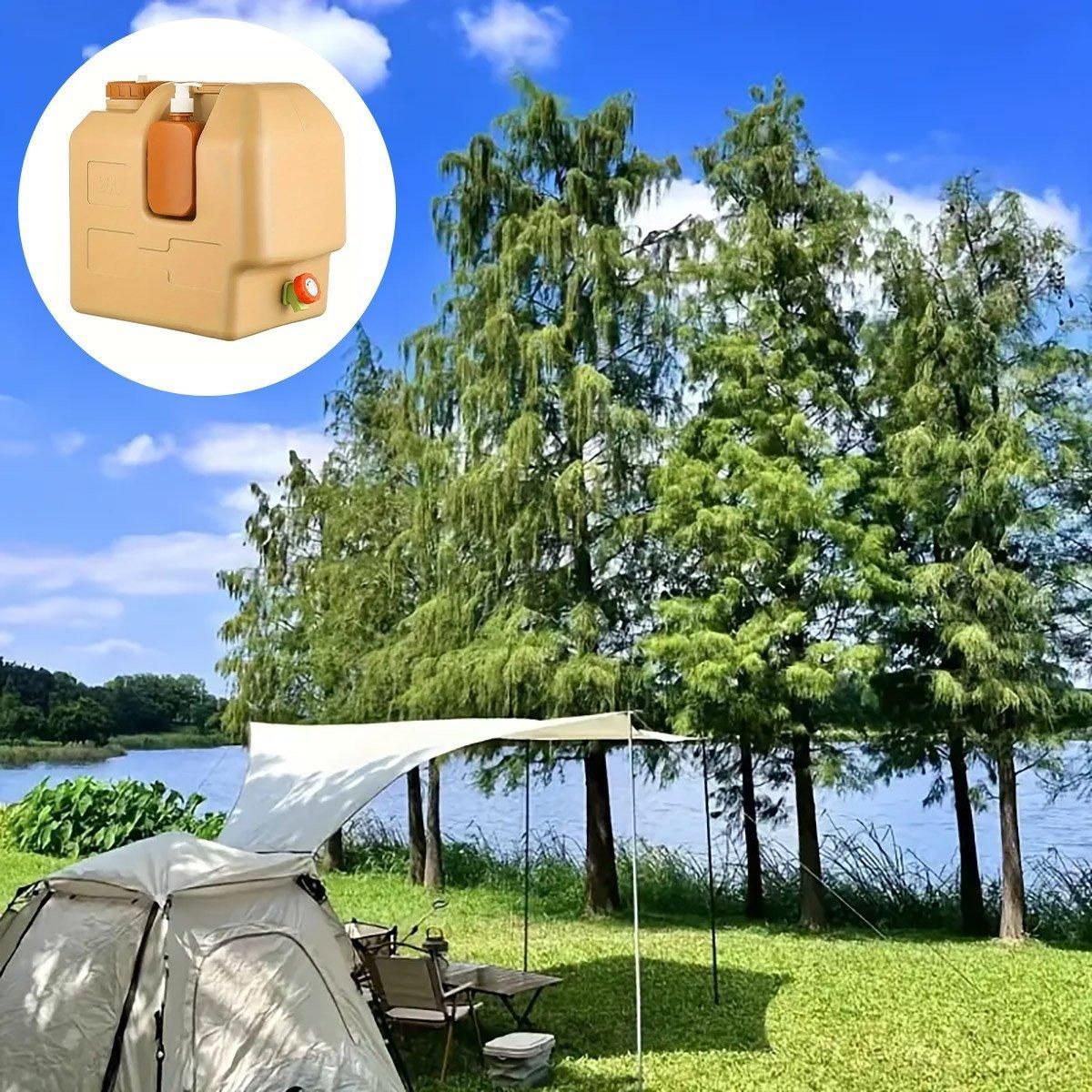 Premium 20L Camping Water Container with Tap - Beige
