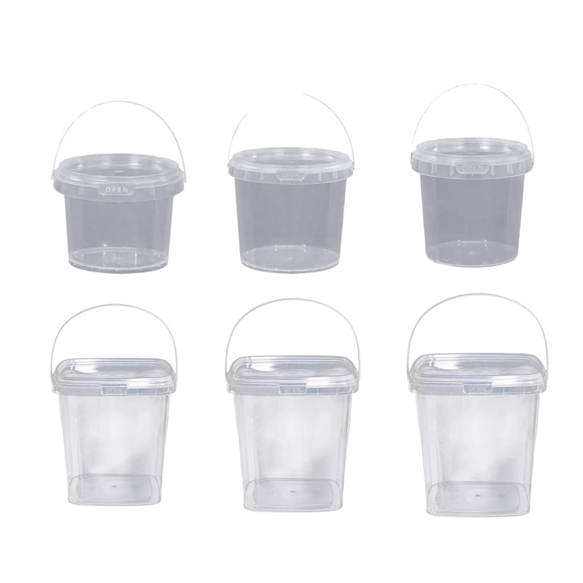 Premium Transparent Round Plastic Buckets with Lids – 1000ml, 20 Pack