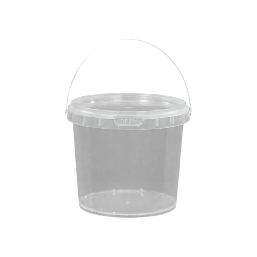 Premium Transparent Round Plastic Buckets with Lids – 1000ml, 20 Pack