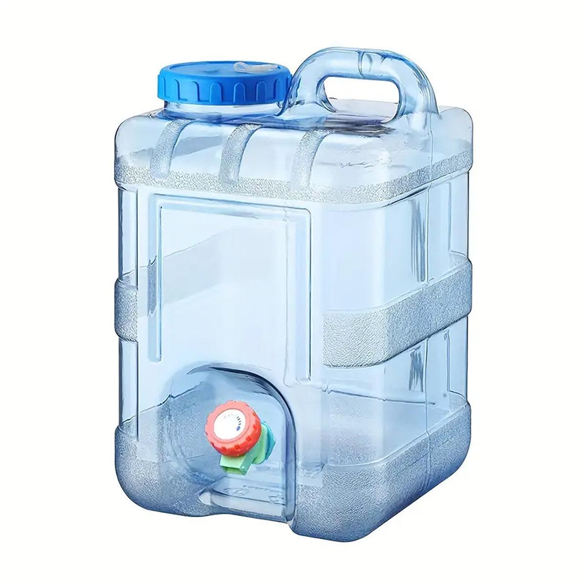 Food-Grade 7.5L Water Storage Bucket Tank with Spigot for Outdoor/Car Use - Transparent Blue