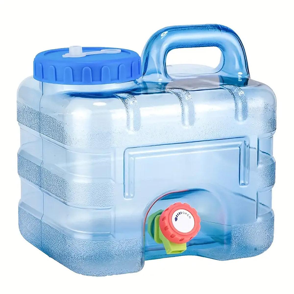 Food-Grade 7.5L Water Storage Bucket Tank with Spigot for Outdoor/Car Use - Transparent Blue