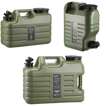 Portable Camping Water Storage Tank with Faucet & Handle - 11L Army Green