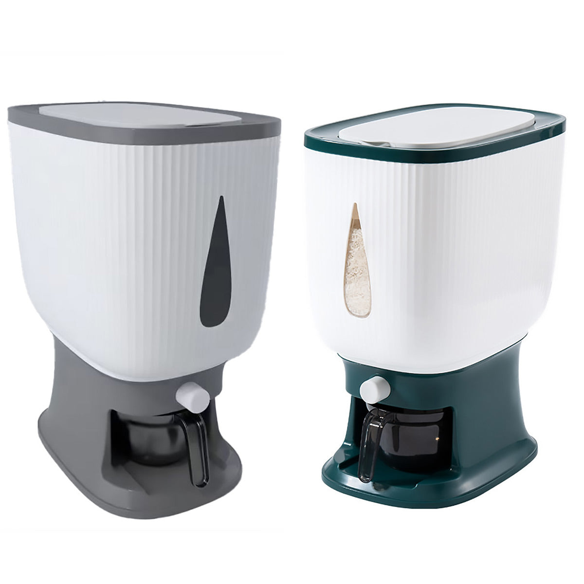 10kg Green Rice Storage Bucket with Measuring Cup - Airtight Design