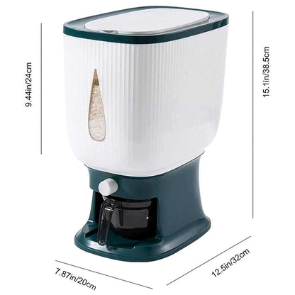 10kg Grey Rice Storage Bucket with Measuring Cup - Airtight Design