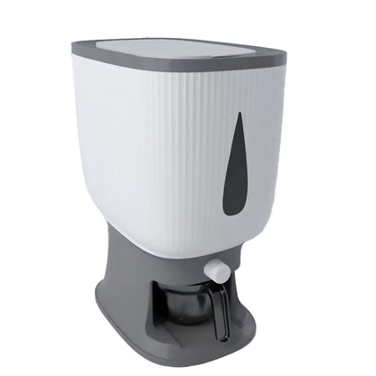 10kg Grey Rice Storage Bucket with Measuring Cup - Airtight Design