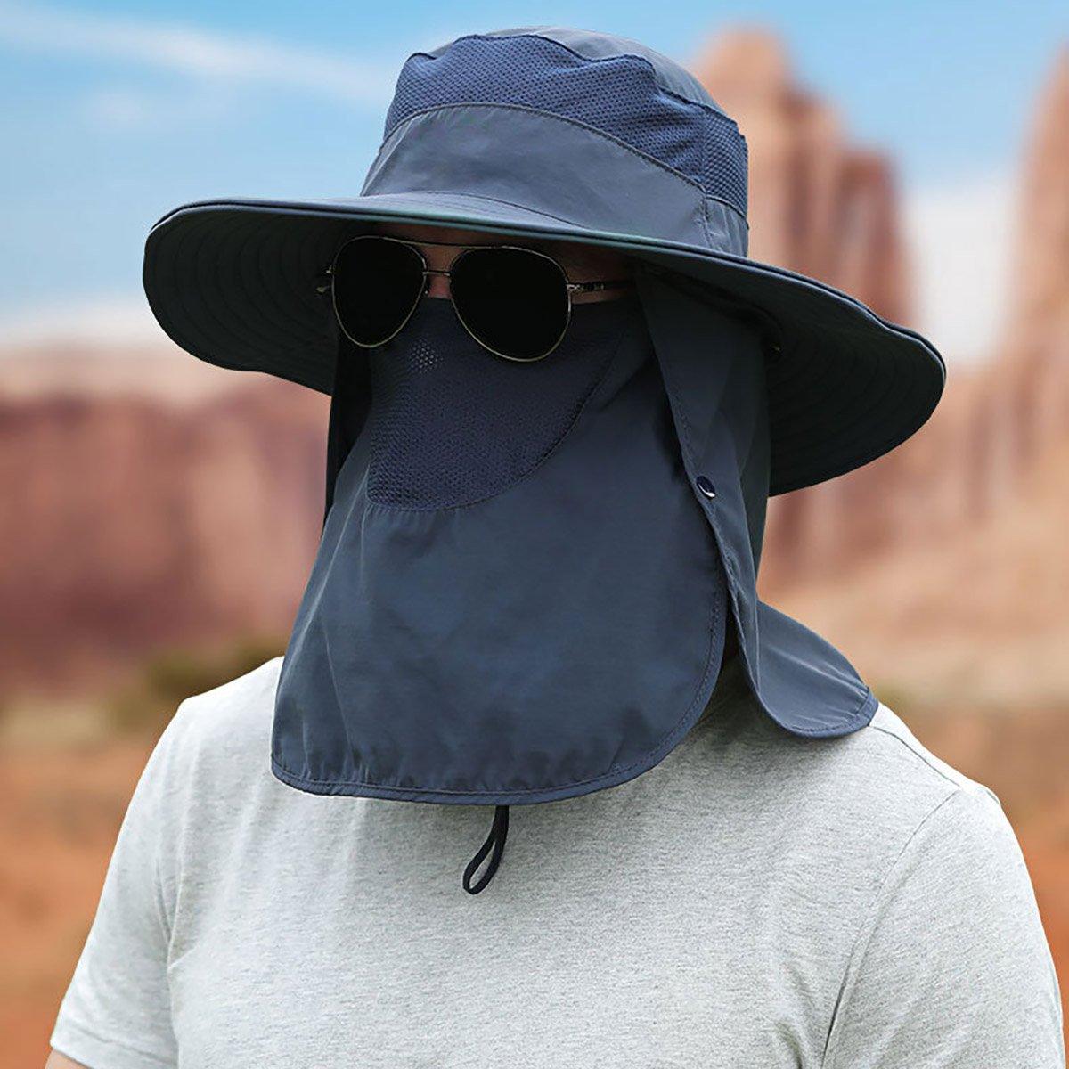 2PCS Outdoor Fisherman Bucket Hat Sun Protection - Navy