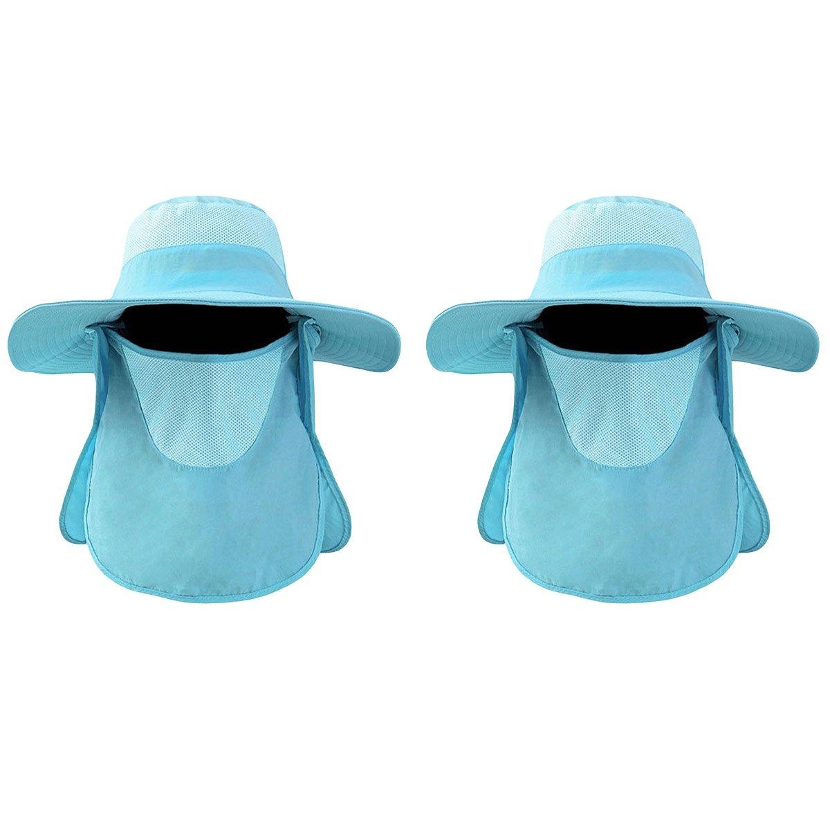 2PCS Outdoor Fisherman Bucket Hat Sun Protection - Navy