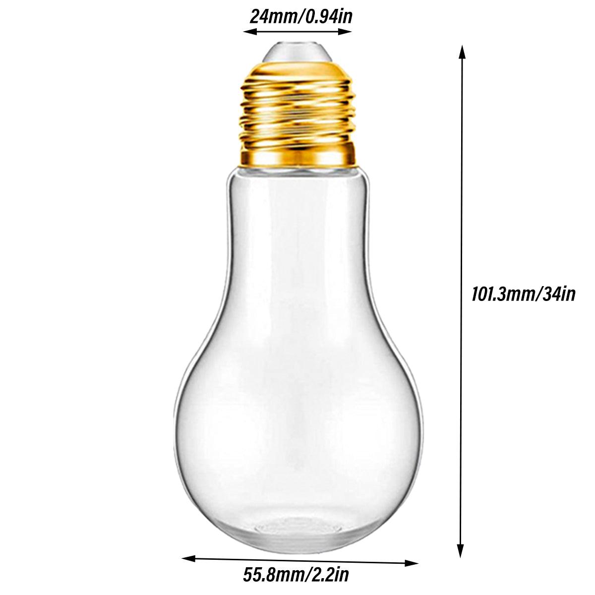 50x Plastic Bulb Bottles 100ml Candy Jar Storage Containers - Transparent/Gold Lid