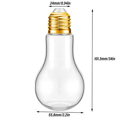 50x Plastic Bulb Bottles 100ml Candy Jar Storage Containers - Transparent/Gold Lid