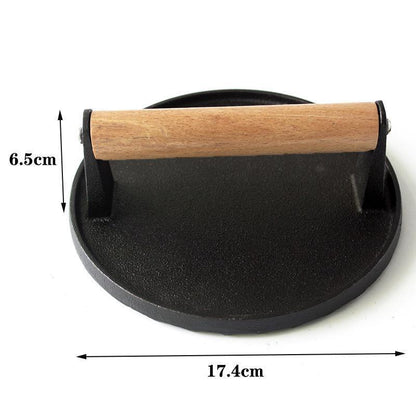 Cast Iron Burger Press 17.4cm X 6.5cm for Perfect Patties & Healthy Cooking