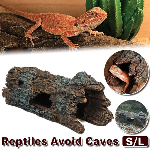 Premium Resin Tree Log Hide Ornament for Reptile & Fish Tanks - Large