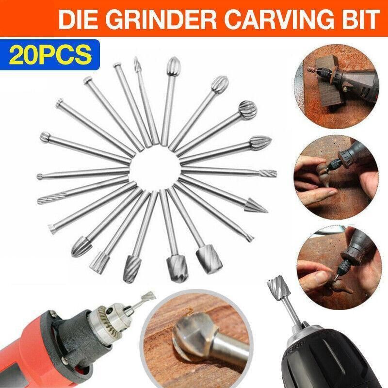 Premium 20 Piece Carbide Burr Set for Dremel Rotary Tools