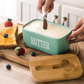 Butter Box with Knife Rectangular Cheese Container with Wooden Lid for Kitchen - Black - SuperSaverAU - view 3