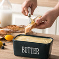Butter Box with Knife Rectangular Cheese Container with Wooden Lid for Kitchen - Green - SuperSaverAU - view 1
