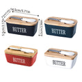 Butter Box with Knife Rectangular Cheese Container with Wooden Lid for Kitchen - Red - SuperSaverAU - view 2