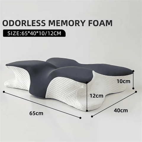 Premium Butterfly Cervical Pillow – Dark Grey Slow-Rebound Memory Foam