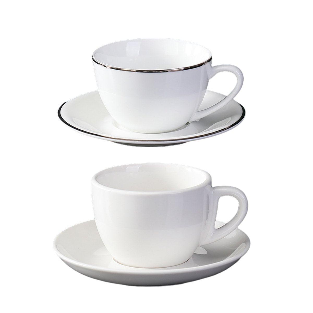 Apricot 6PCS Ceramic Coffee Cup and Saucer Set - 160ml, Elegant Design, Comfortable Handle