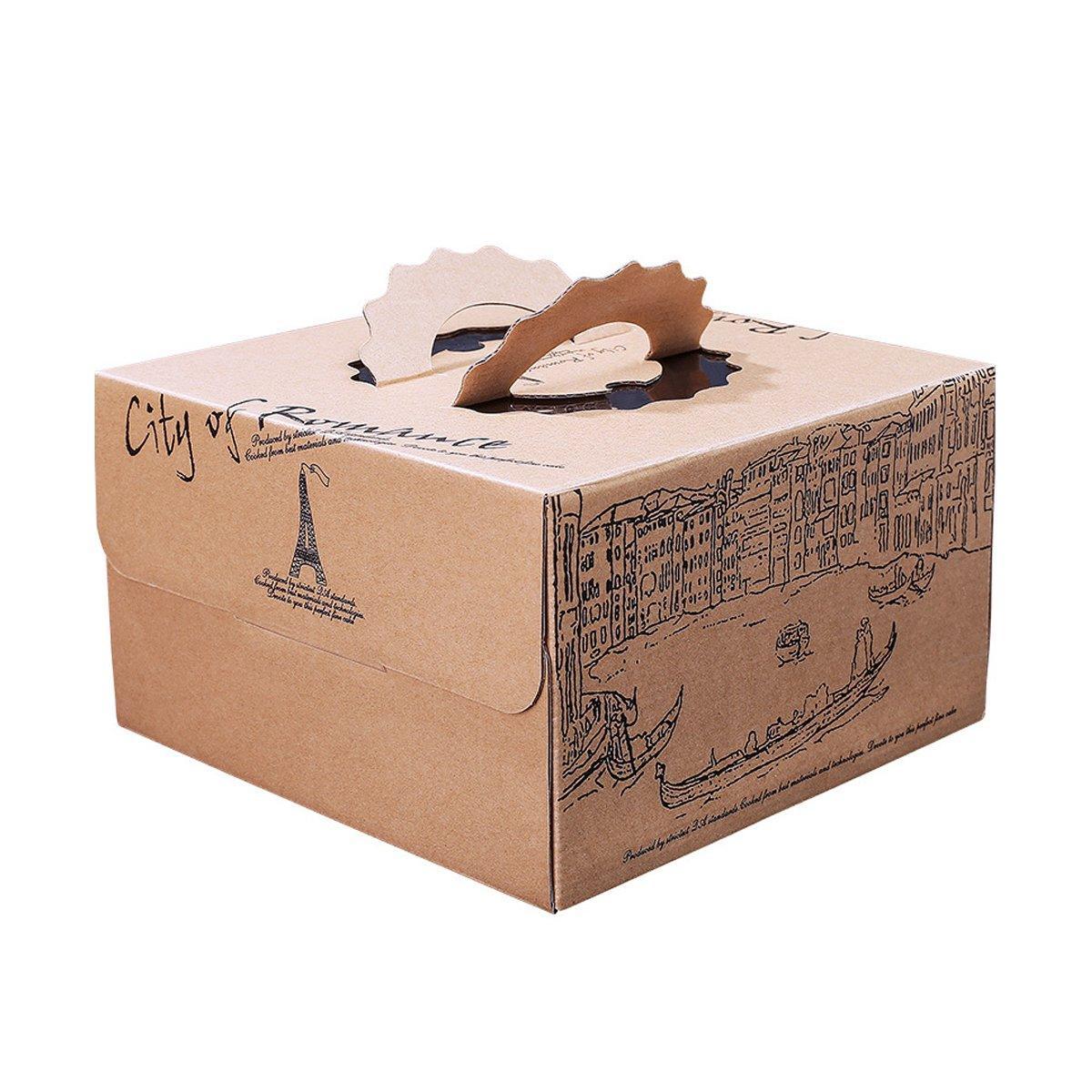 Elegant Kraft Paper Cake Boxes - 10pcs - 6inch - Double Height - SuperSaverAU - view 5