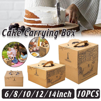 Elegant Kraft Paper Cake Boxes - 10pcs - 8inch - Double Height