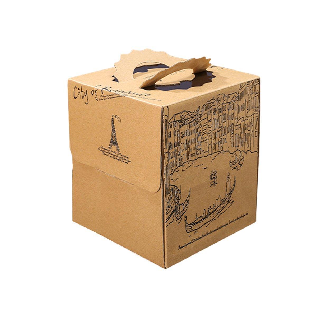 Elegant Kraft Paper Cake Boxes - 10pcs - 8inch - Double Height