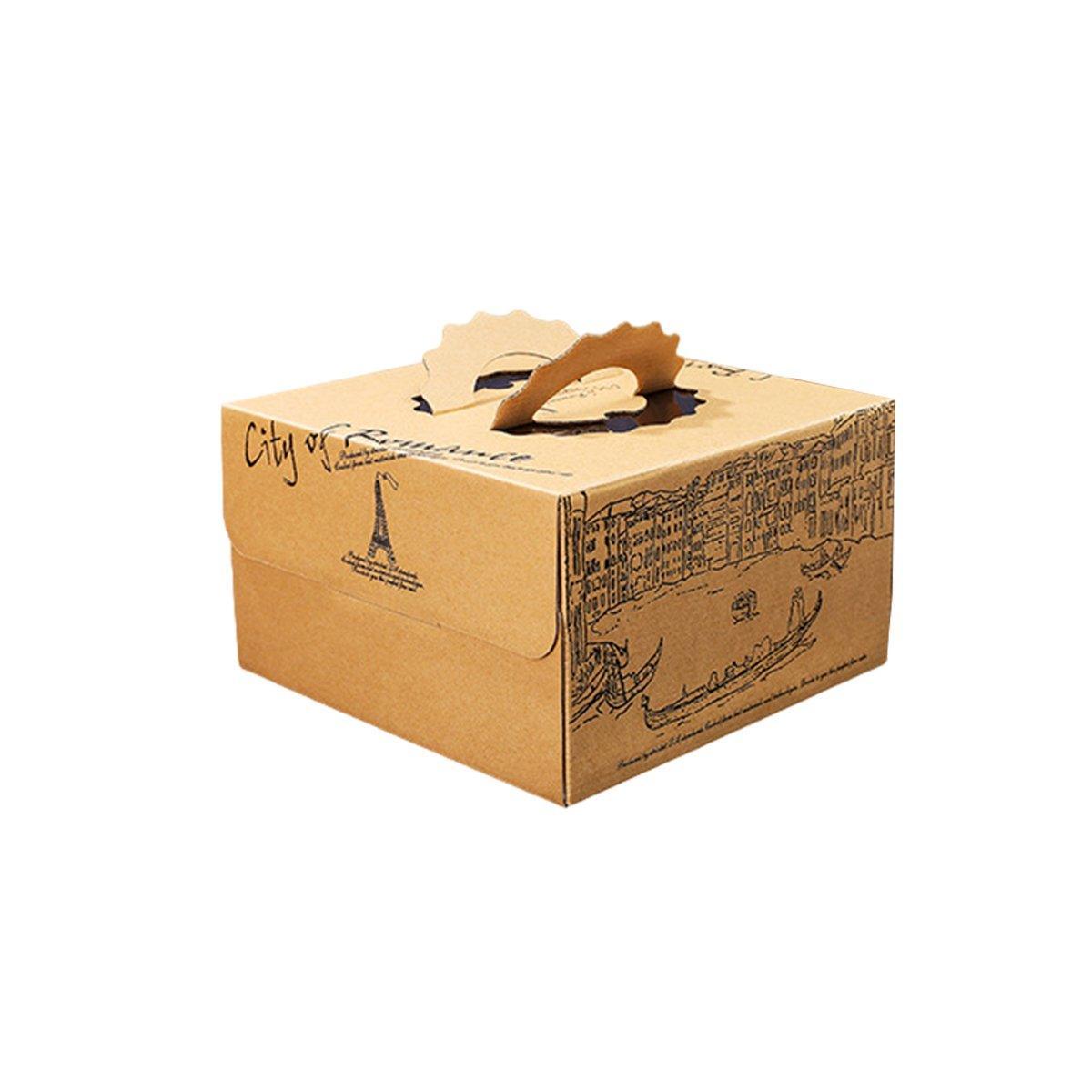 Elegant Kraft Paper Cake Boxes - 10pcs - 8inch - Double Height