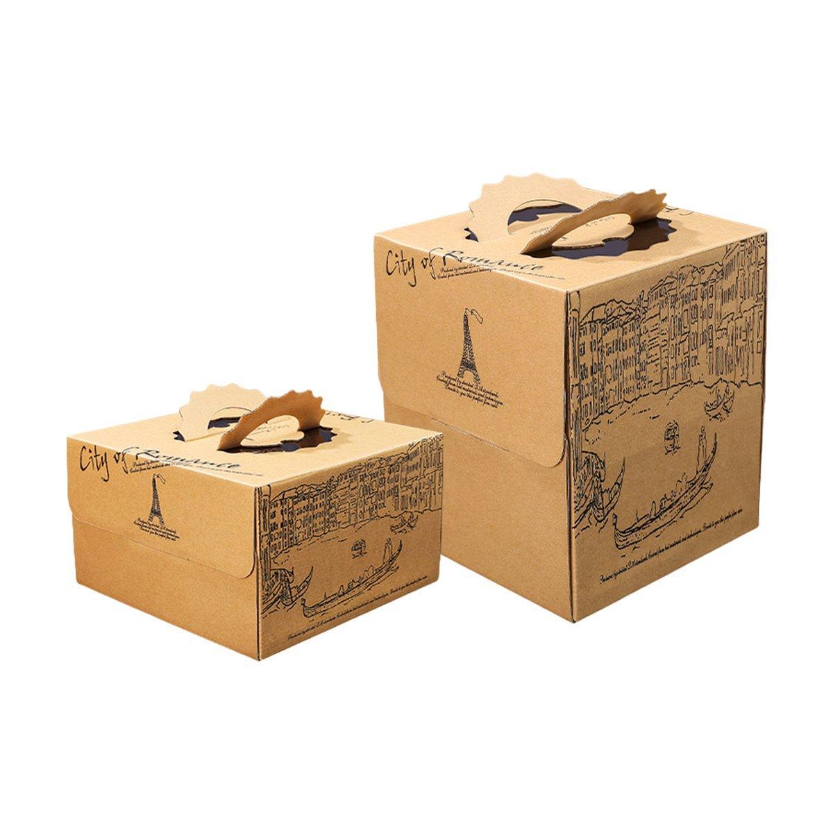 Elegant Kraft Paper Cake Boxes - 10pcs - 10inch - European Style