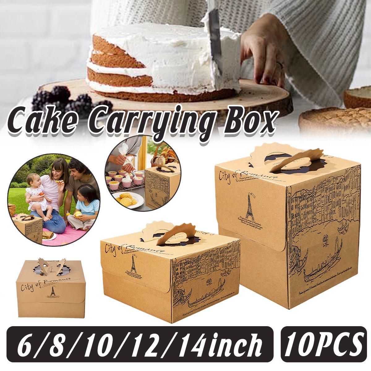10PCS Elegant European Style Kraft Paper Cake Boxes - 6inch