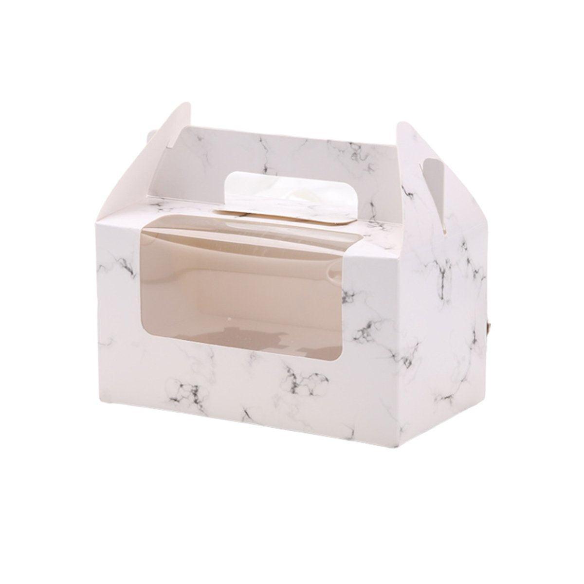 25pcs Portable Cupcake Packaging Box with Transparent Window for Easy Opening - Marble-4Cup - SuperSaverAU - view 5