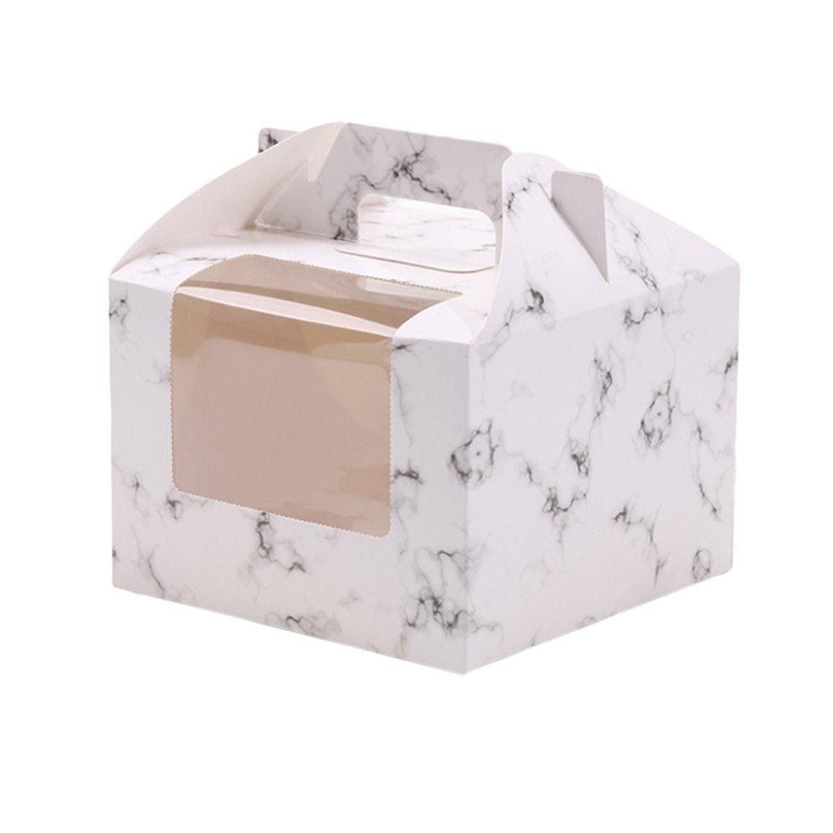 25pcs Portable Cupcake Packaging Box with Transparent Window for Easy Opening - Marble-4Cup - SuperSaverAU - view 10