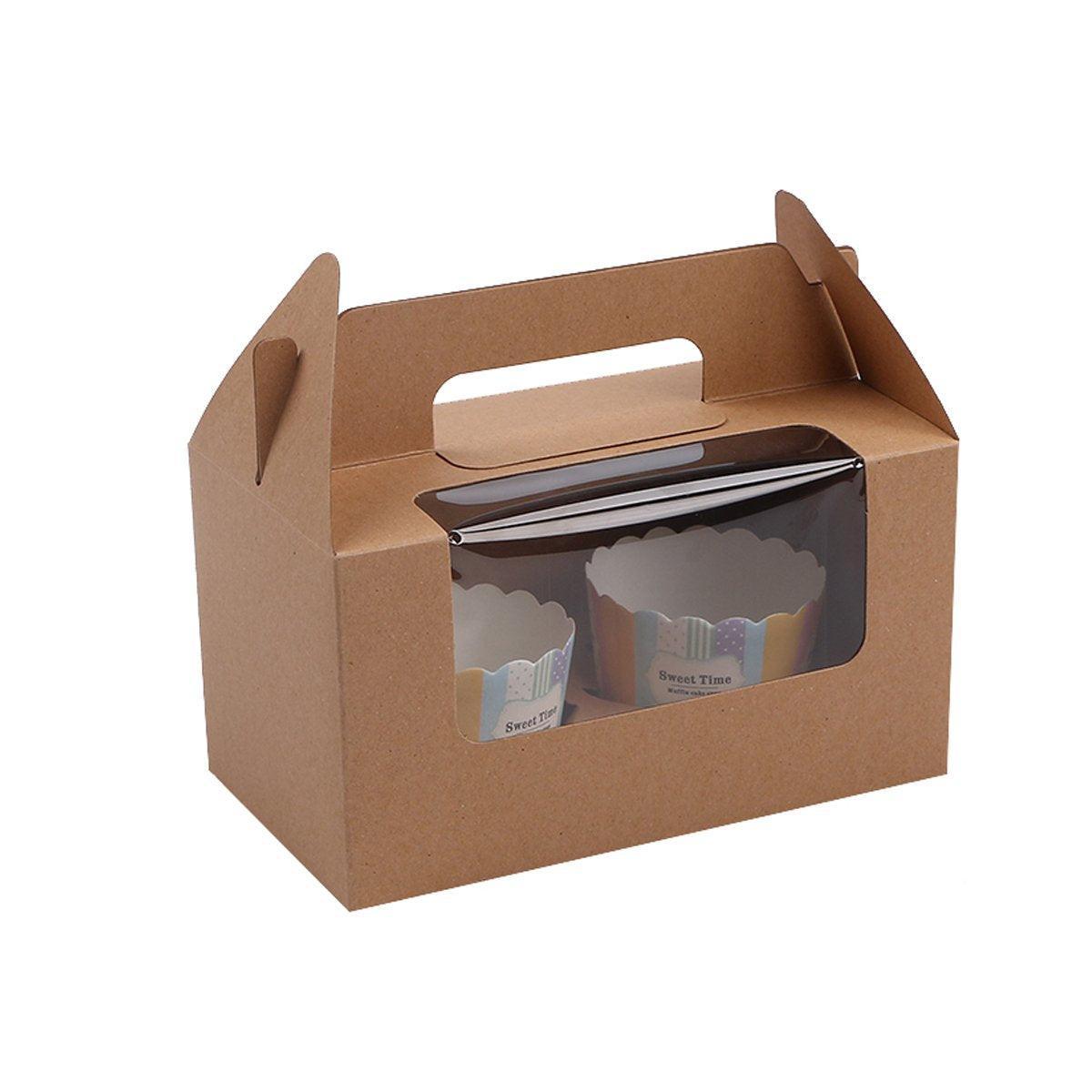 25pcs Portable Cupcake Packaging Box with Transparent Window for Easy Opening - Pink-2Cup - SuperSaverAU - view 6